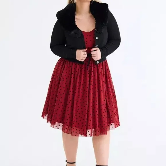 Torrid Retro Chic Removable Faux Fur Trim Cardigan- Size 2x - Picture 5 of 13